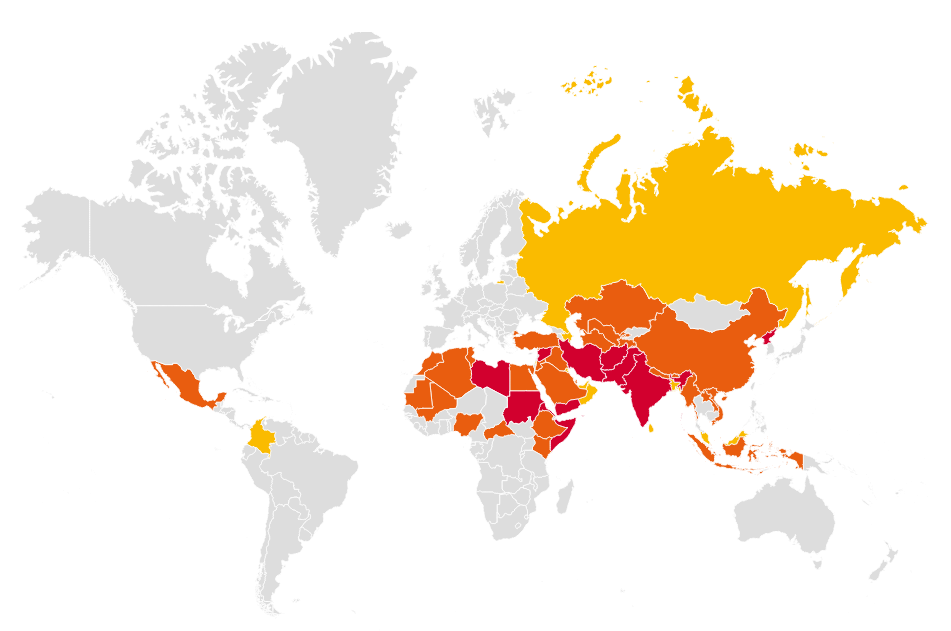 Weltverfolgungsindex - Karte